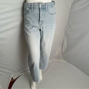 Madewell Perfect Vintage Wide Leg cropped light blue stretch jeans